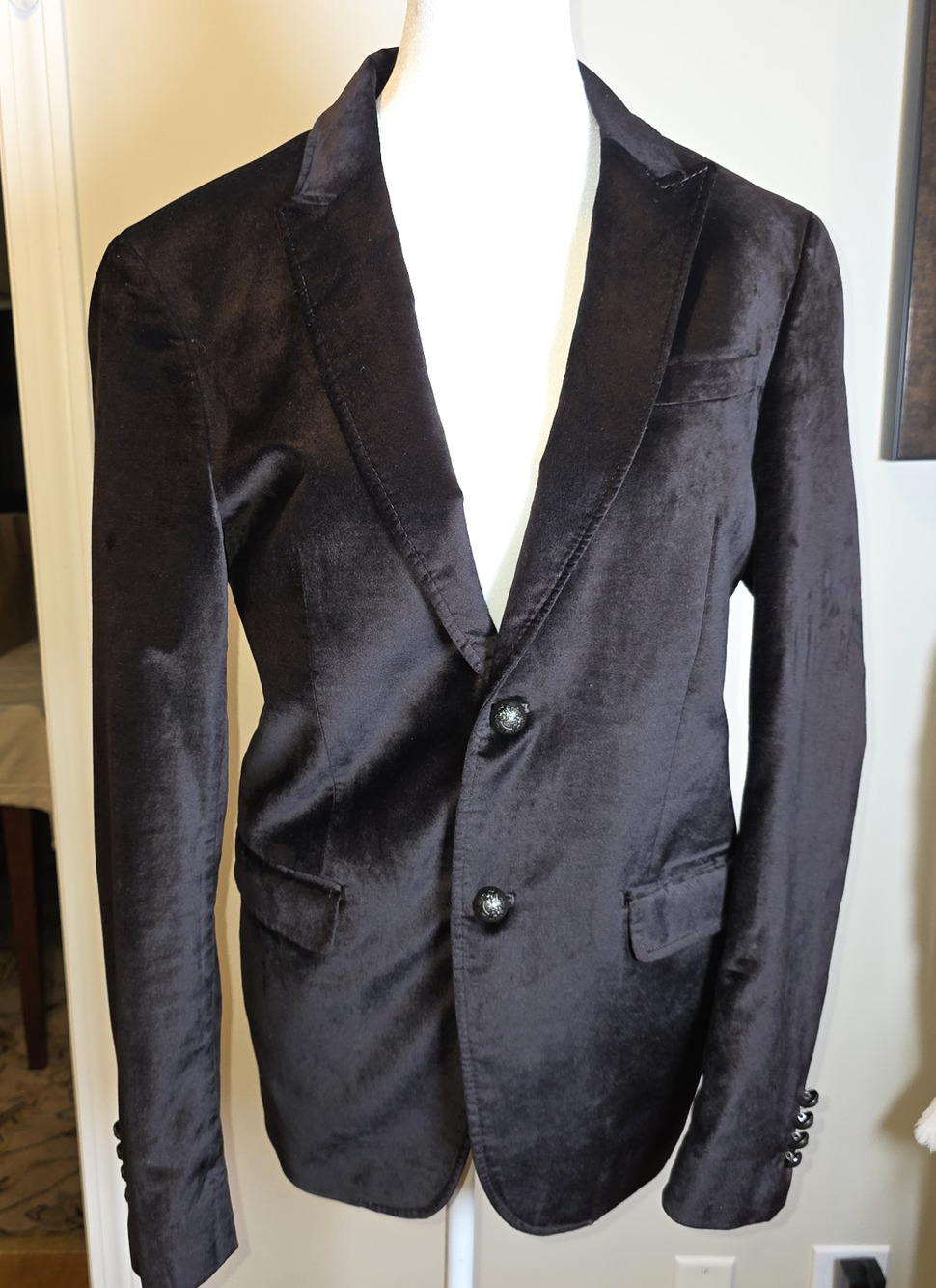 John Varvatos Luxe Velvet Blazer Brown Purple 2 Button Sport Coat Designer